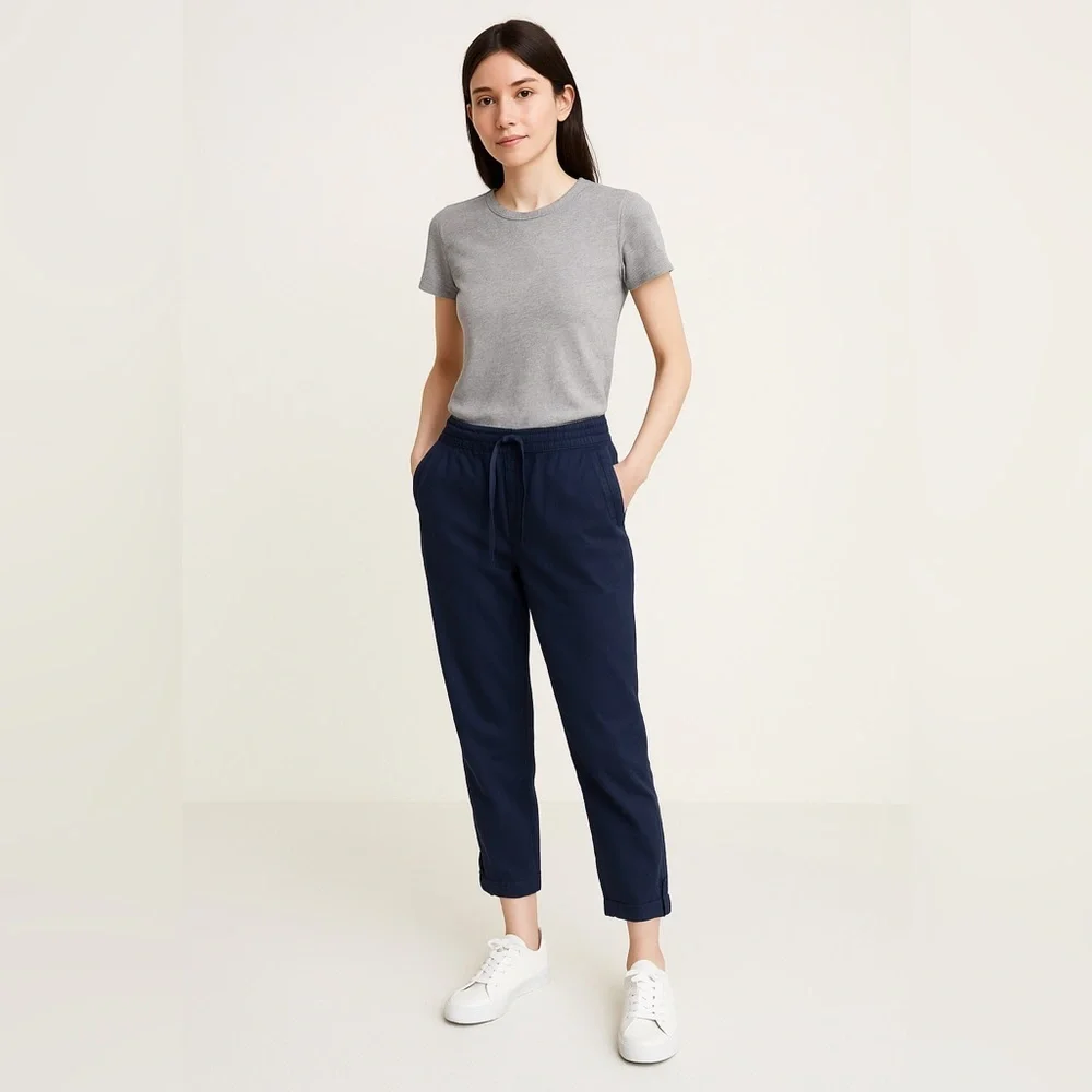 Talbots Drawstring‎ Cuff Pull on Pants Cotton blend Elastic waist Blue Size SP